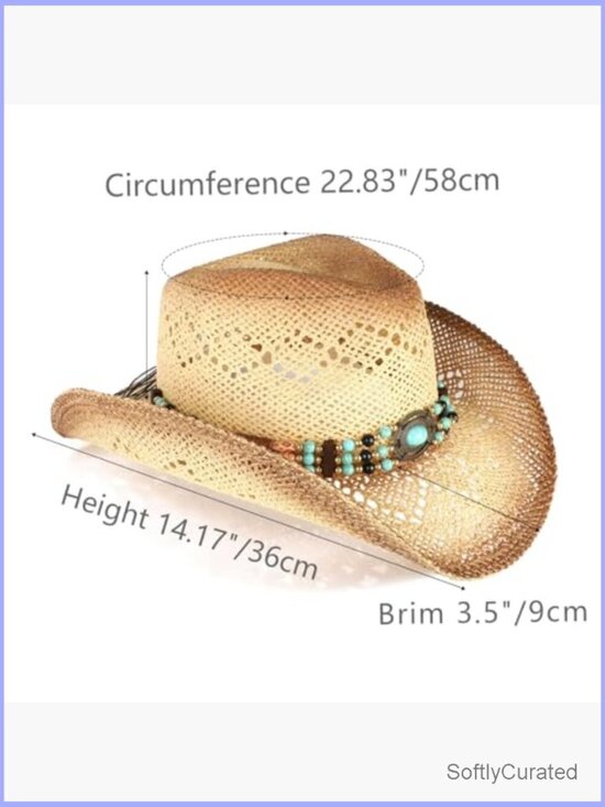 Straw Cowboy Hat with 3 Interchangeable Bands Adult Western main image 4